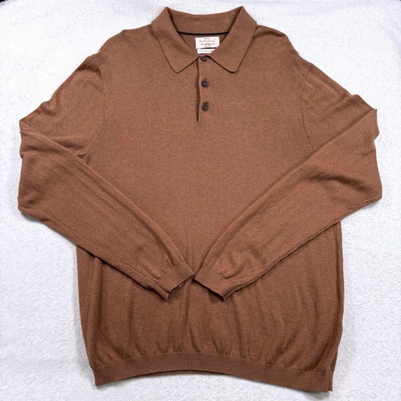 Original Weatherproof Vintage Other - Weatherproof Vintage Cotton Cashmere Polo Sweater Men's Medium Brown Long Sleeve